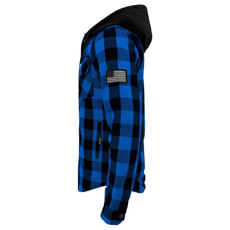 Load image into Gallery viewer, Protective Flannel Hoodie For Men - Blue and Black Checkered