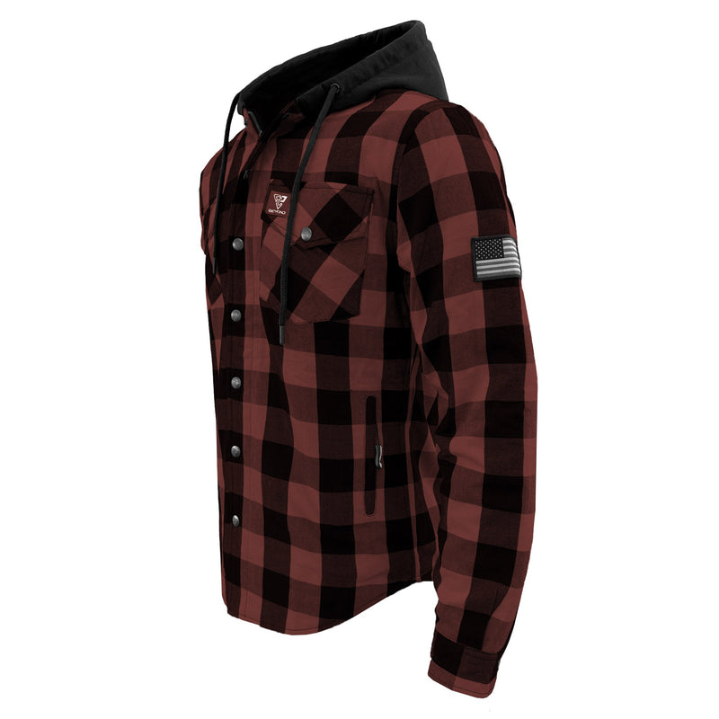 Load image into Gallery viewer, Protective Flannel Hoodie For Men - Brown and Black Checkered
