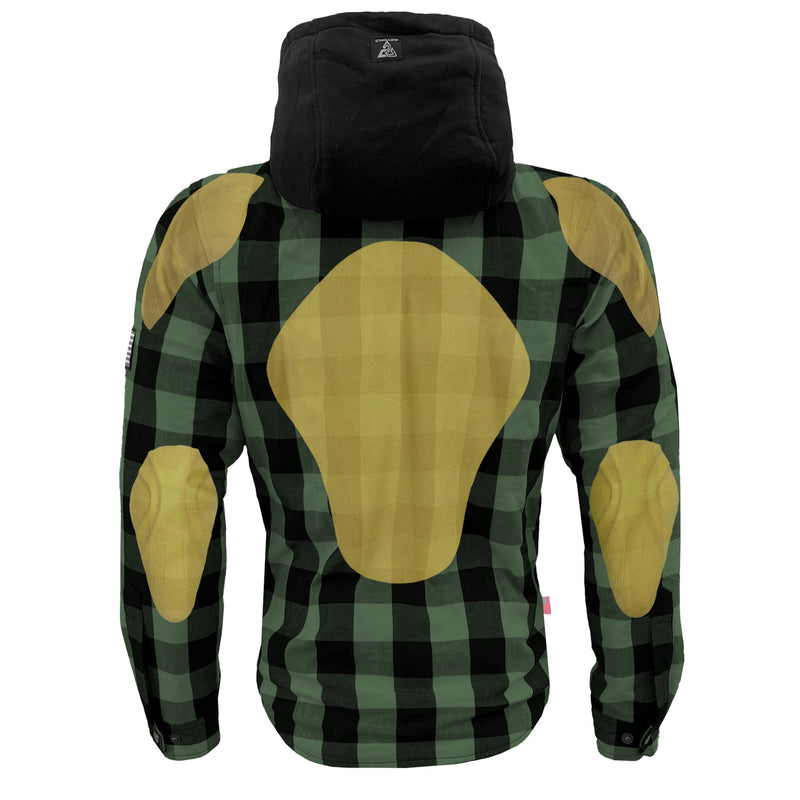 Load image into Gallery viewer, Protective Flannel Hoodie For Men - Dark Green and Black Checkered