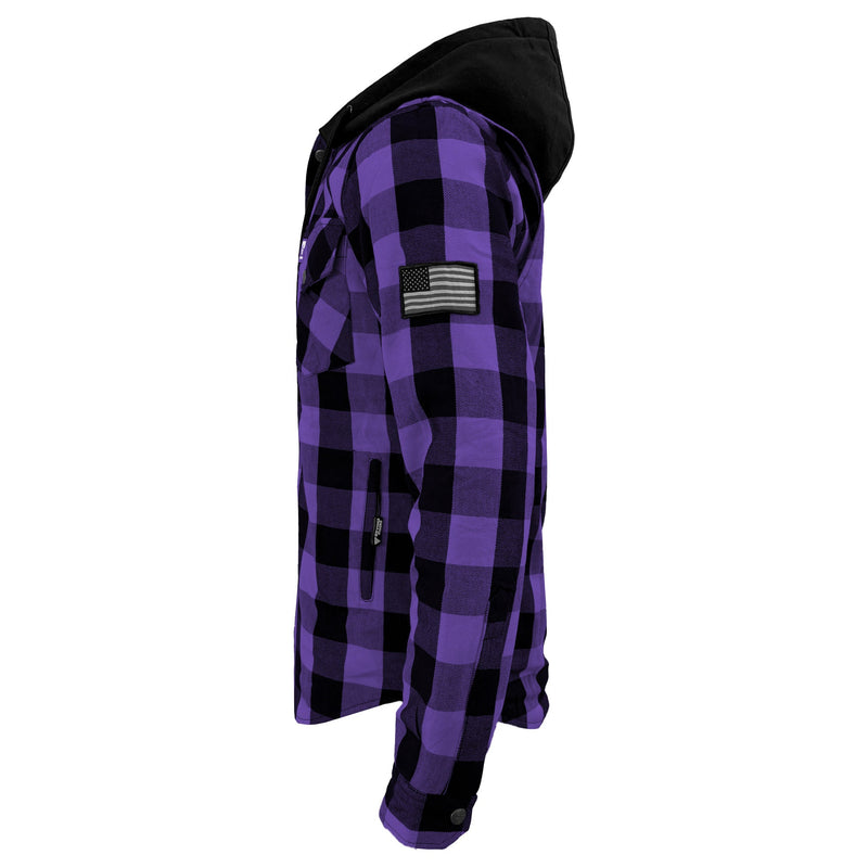 Load image into Gallery viewer, Protective Flannel Hoodie For Men - Purple and Black Checkered
