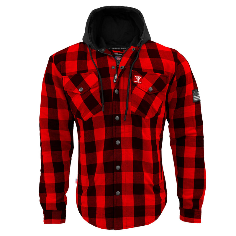 Load image into Gallery viewer, Protective Flannel Hoodie For Men - Red and Black Checkered