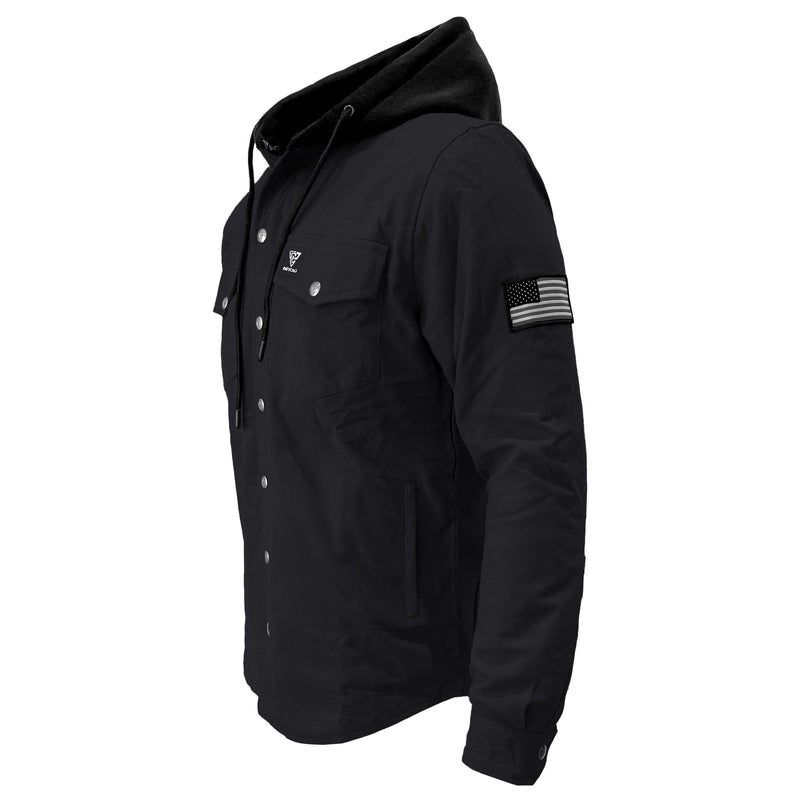 Load image into Gallery viewer, Protective Flannel Hoodie For Men - Black Solid