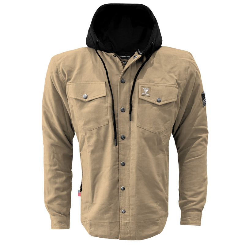 Load image into Gallery viewer, Protective Flannel Hoodie For Men - Khaki Solid
