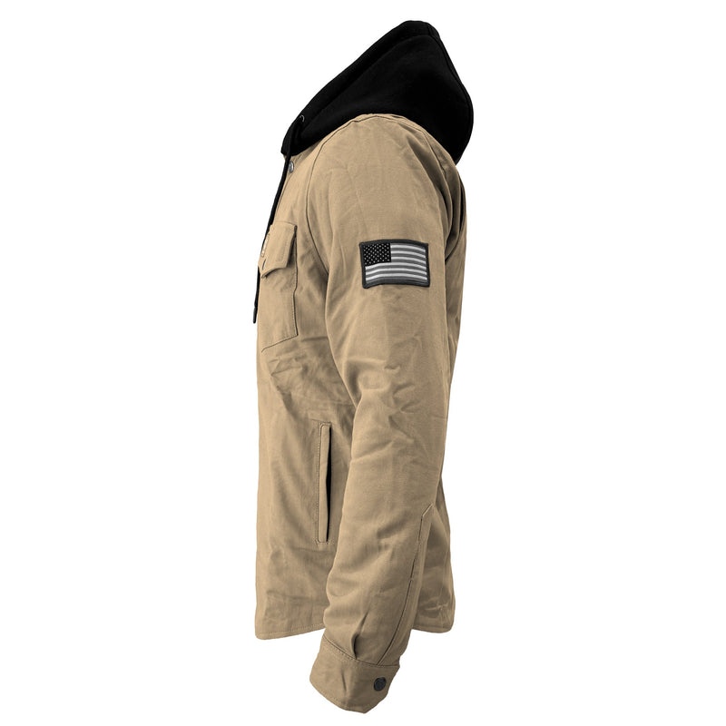 Load image into Gallery viewer, Protective Flannel Hoodie For Men - Khaki Solid