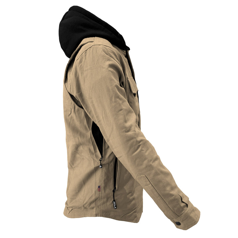 Load image into Gallery viewer, Protective Flannel Hoodie For Men - Khaki Solid
