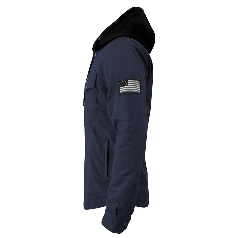 Load image into Gallery viewer, Protective Flannel Hoodie For Men - Navy Blue Solid