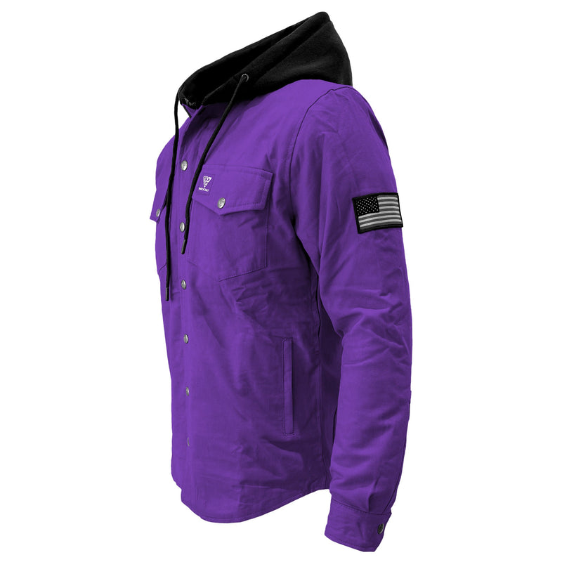 Load image into Gallery viewer, Protective Flannel Hoodie For Men - Purple Solid