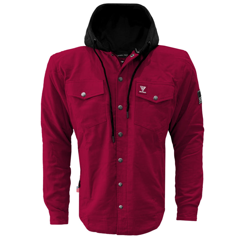 Load image into Gallery viewer, Protective Flannel Hoodie For Men - Red Maroon Solid with Pads
