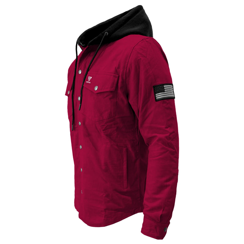 Load image into Gallery viewer, Protective Flannel Hoodie For Men - Red Maroon Solid with Pads