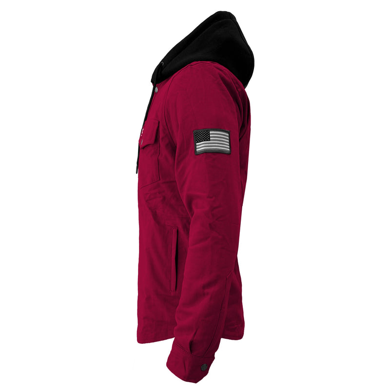 Load image into Gallery viewer, Protective Flannel Hoodie For Men - Red Maroon Solid with Pads