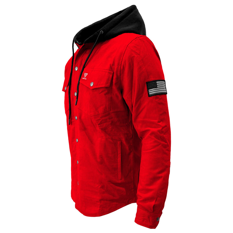 Load image into Gallery viewer, Protective Flannel Hoodie For Men - Red Solid