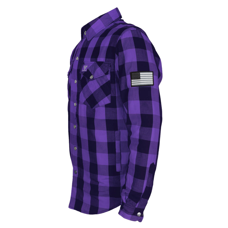Load image into Gallery viewer, Protective Flannel Shirt - Purple and Black Checkered