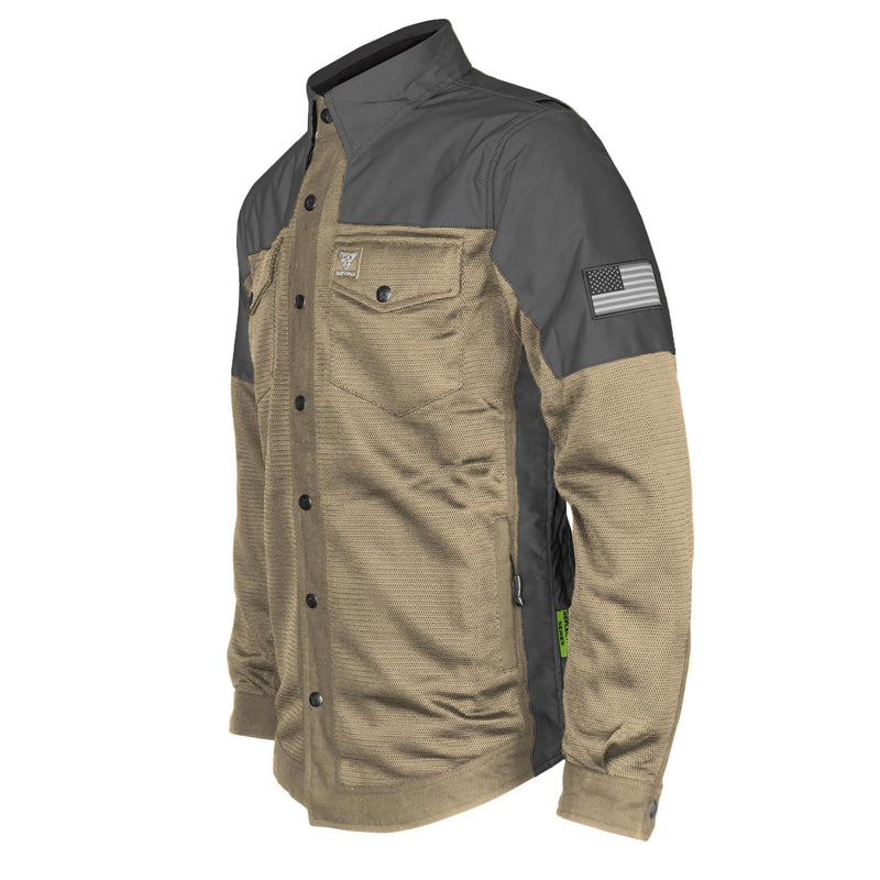 Load image into Gallery viewer, Summer Mesh Reflective Shirt Khaki Nebula - with Pads