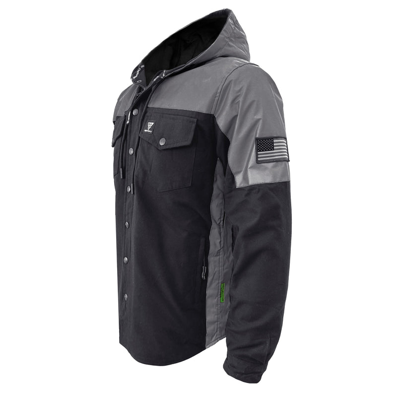 Load image into Gallery viewer, Protective Reflective Flannel Hoodie "Nightfall Nebula" For Men - Black