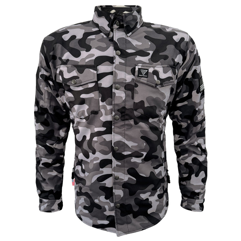 Load image into Gallery viewer, Protective SoftShell Winter Jacket for Men - Camouflage Gray Boomer with Pads