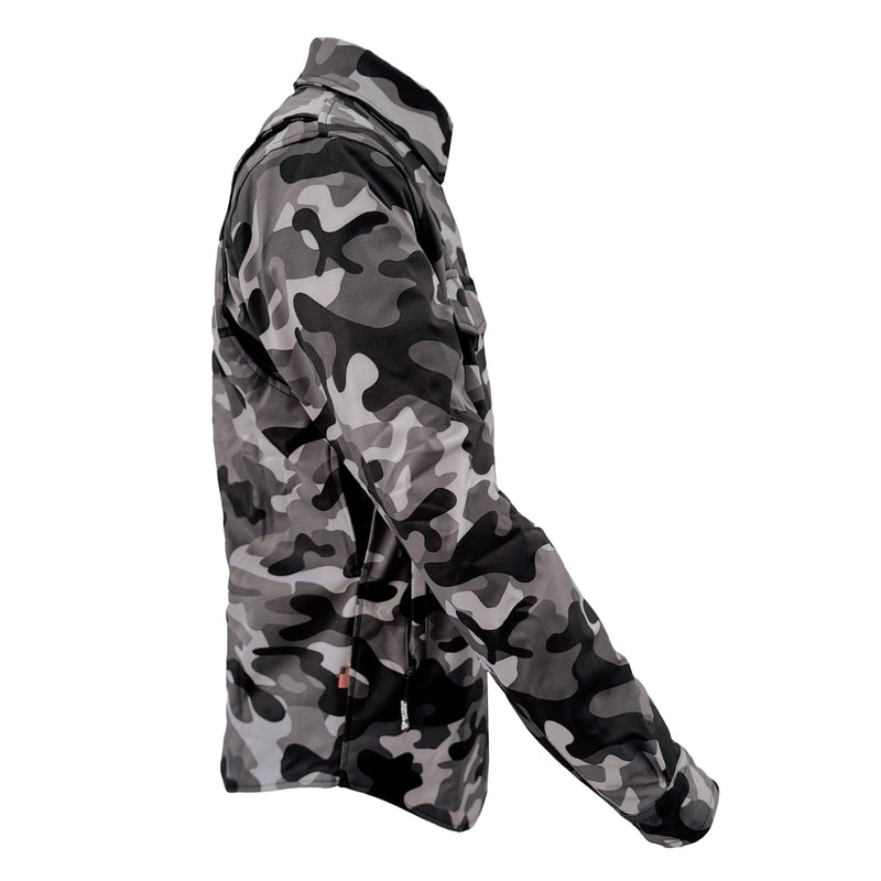 Load image into Gallery viewer, Protective SoftShell Winter Jacket for Men - Camouflage Gray Boomer with Pads