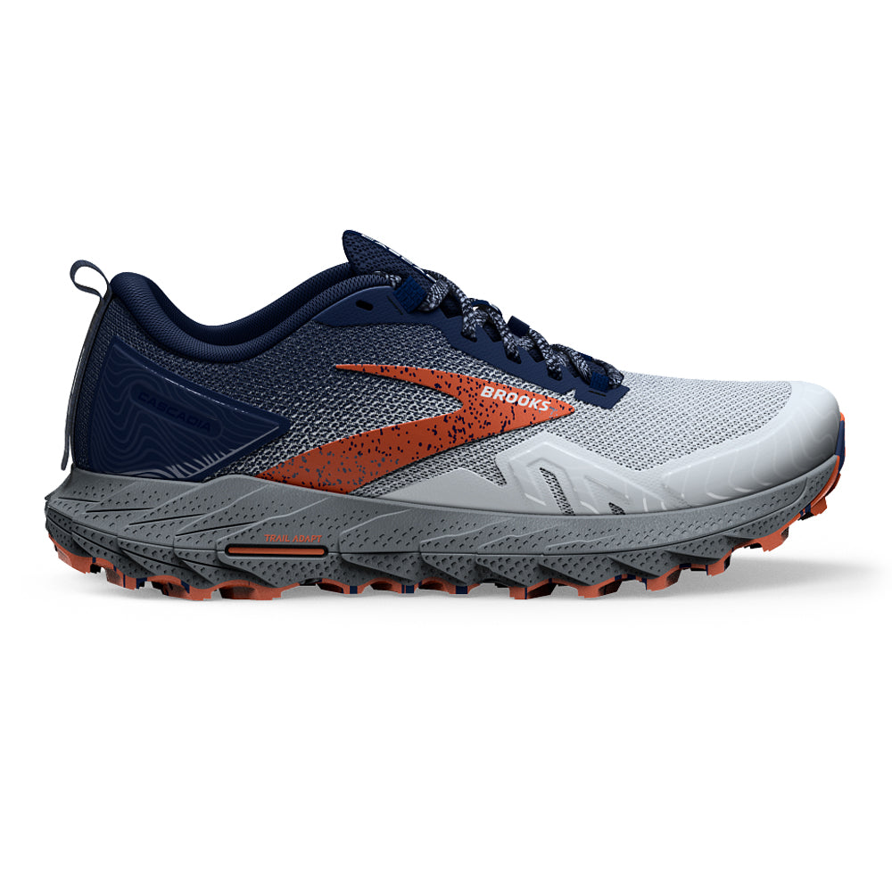 Men's Brooks Cascadia 17, Blue/Navy/Firecracker, 12.5 D Medium - Skoutley Outdoors LLC