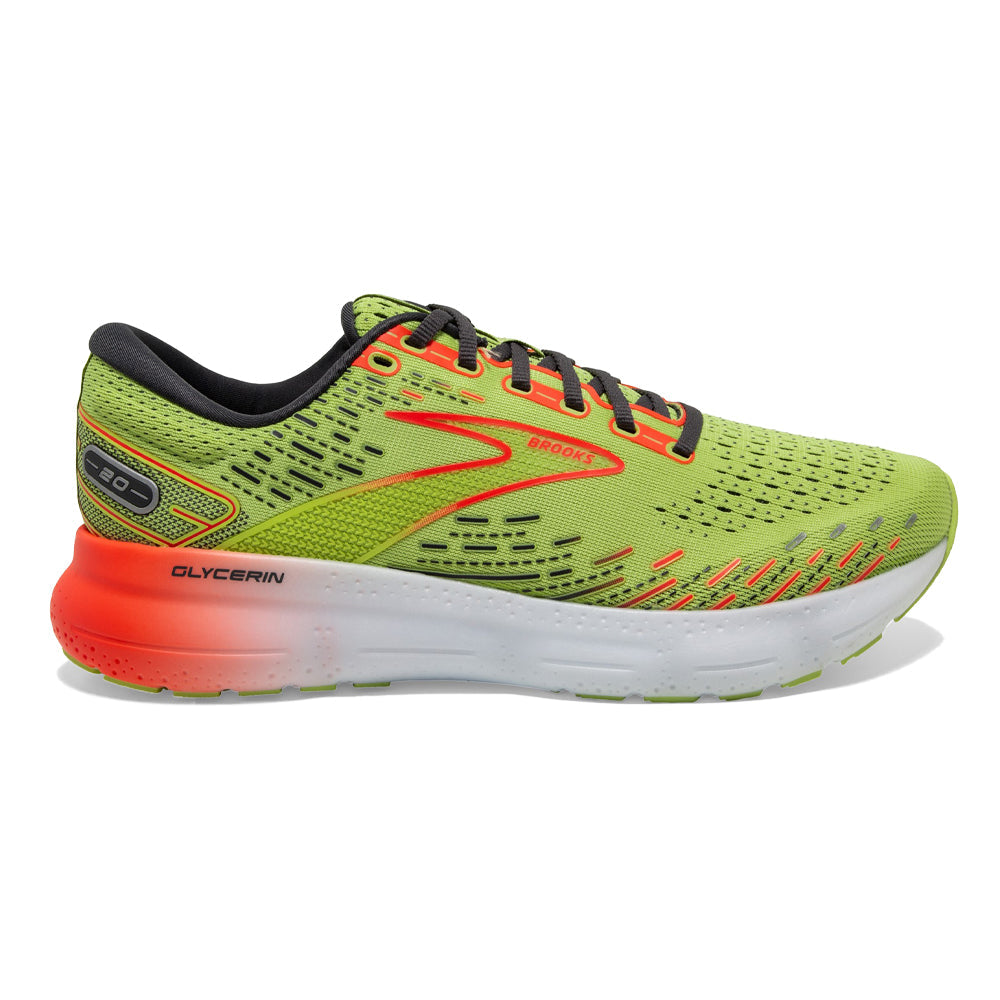 Men's Brooks Glycerin 20, Lime/Red/Ebony, 7.5 D Medium - Skoutley Outdoors LLC