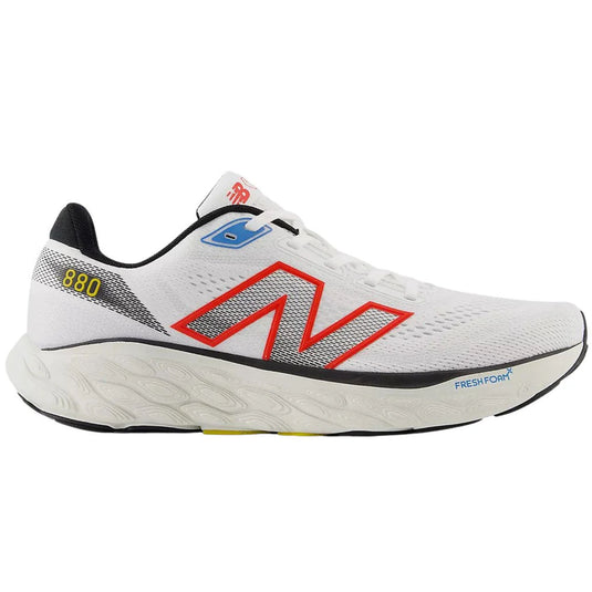 Men's New Balance Fresh Foam X 880v14, White/Neo Flame/Black, 10 B Narrow - Skoutley Outdoors LLC