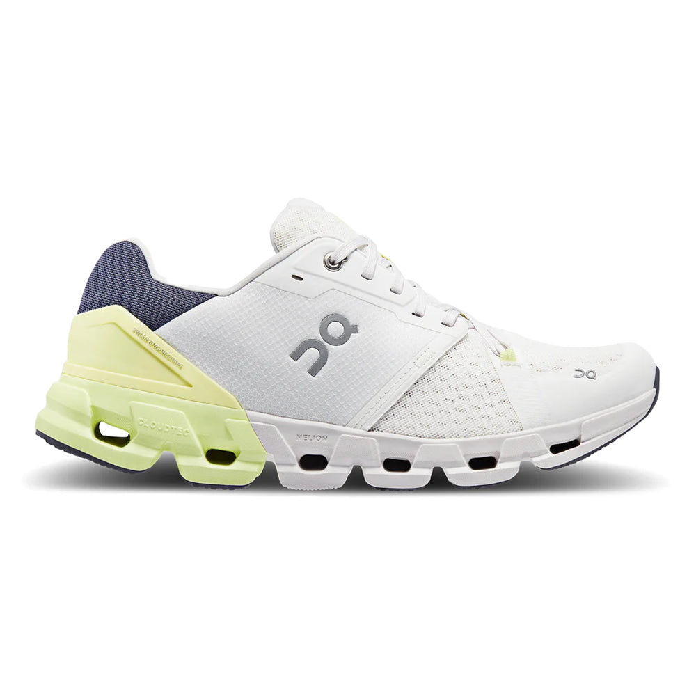 Men's On Cloudflyer 4, White/Hay, 8.5 D Medium - Skoutley Outdoors LLC