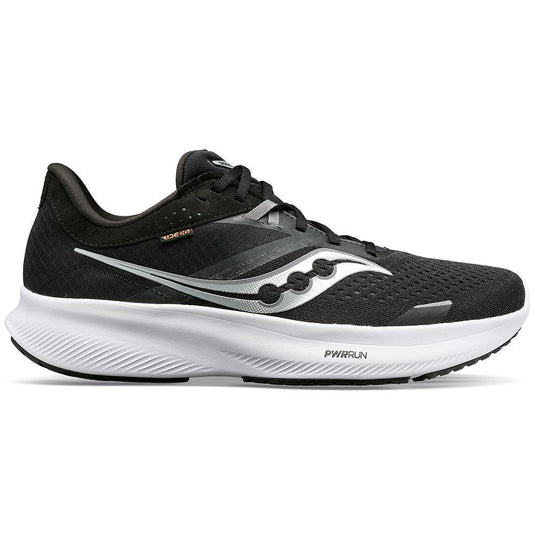 Men's Saucony Ride 16, Black/White, 12.5 D Medium - Skoutley Outdoors LLC