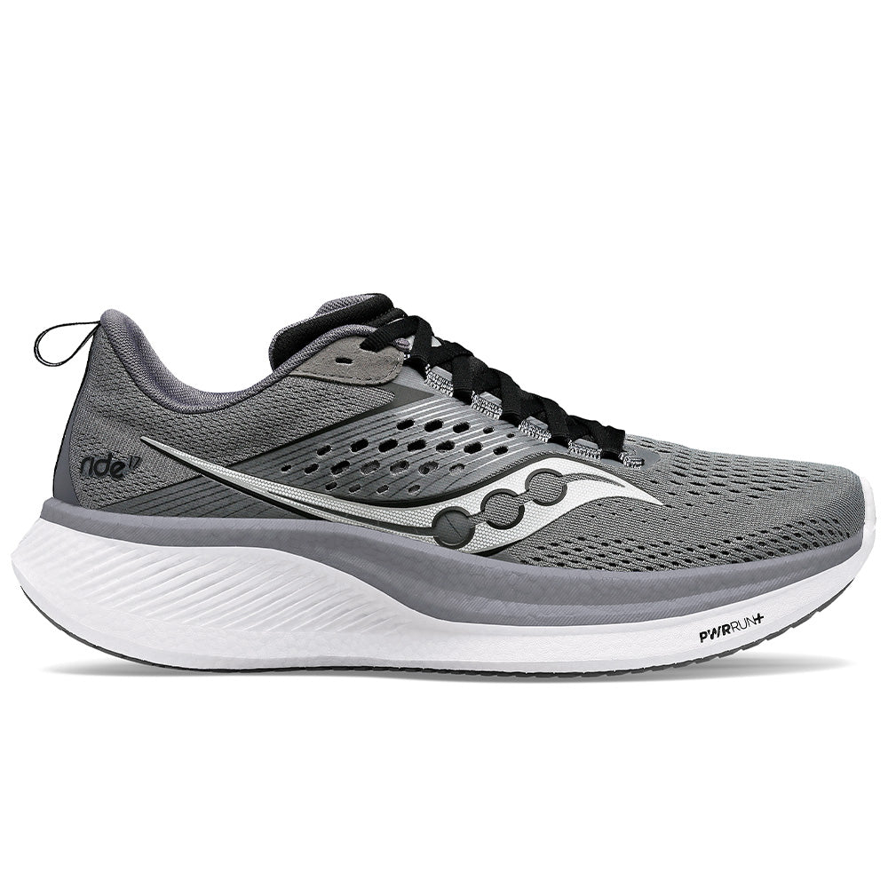 Men's Saucony Ride 17, Cinder/Black, 12.5 D Medium - Skoutley Outdoors LLC