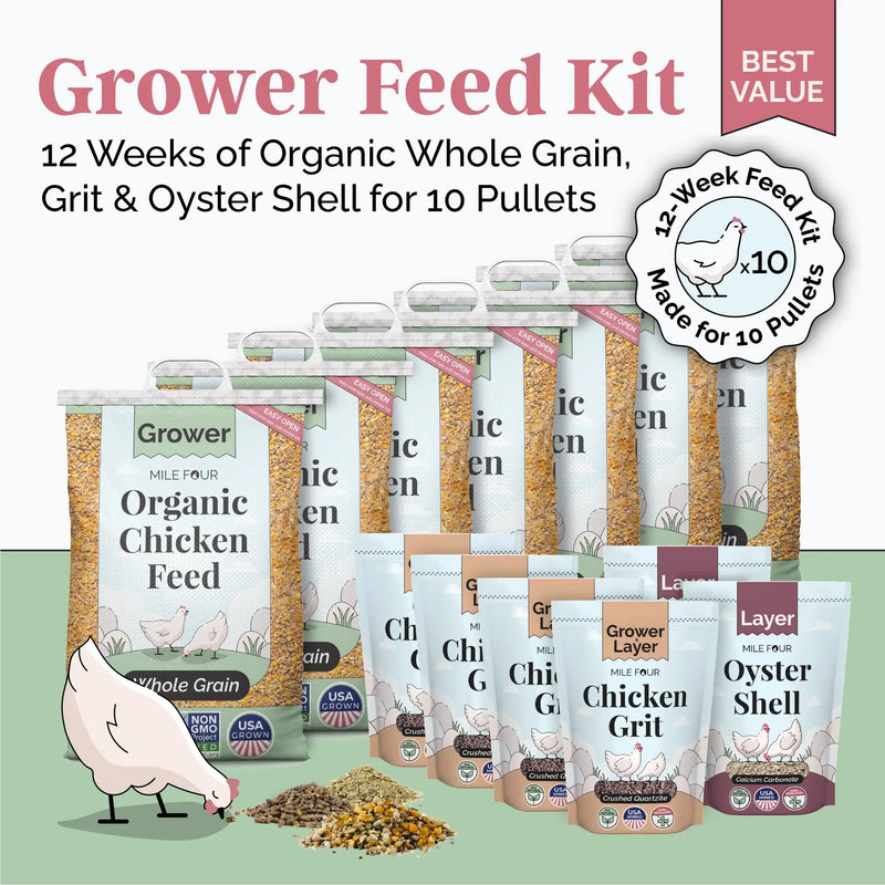 Load image into Gallery viewer, Grower Feed Kit | 12 Weeks of Organic Feed & Grit for 10 Pullets