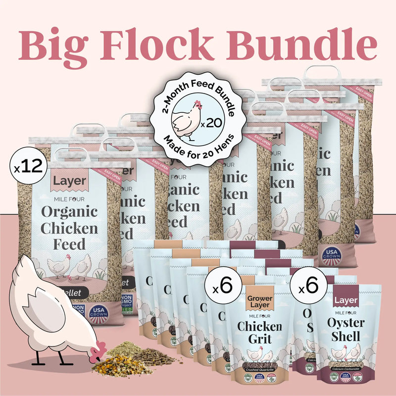 Load image into Gallery viewer, Big Flock Bundle | 2 Months of Organic Feed, Grit & Oyster Shell for 20 Layer Hens
