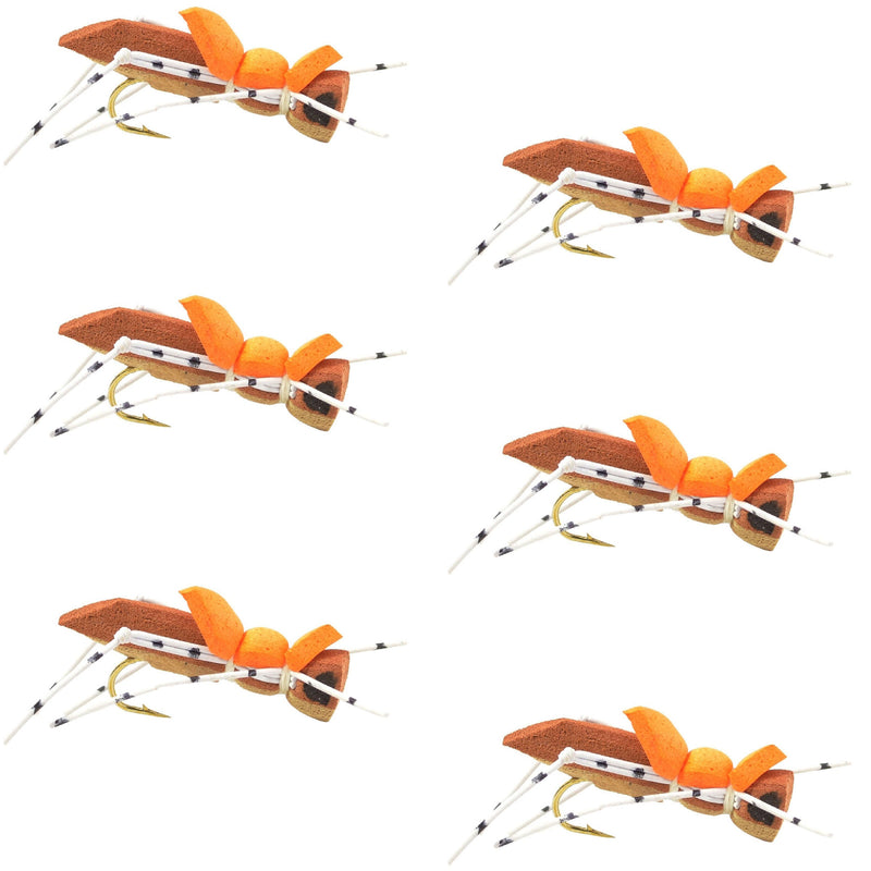 Load image into Gallery viewer, Moorish Hopper Brown Tan Foam Body Grasshopper Fly - 6 Flies Hook Size 10