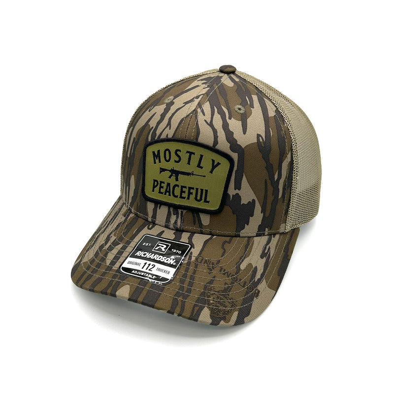 Load image into Gallery viewer, Mostly Peaceful Woven Patch Hat