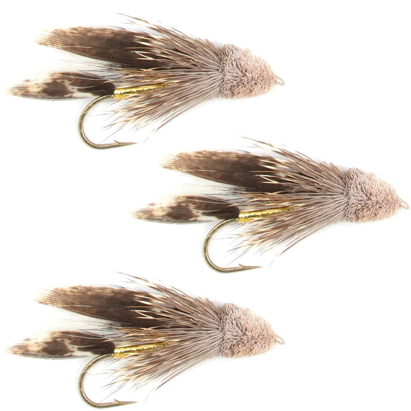 Load image into Gallery viewer, 3 Pack Muddler Minnow Trout and Bass Streamer Fly - Hook Size 10