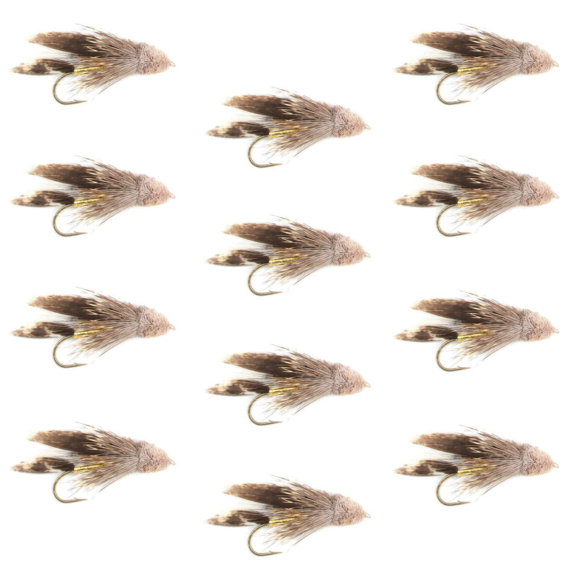 Load image into Gallery viewer, Muddler Minnow Streamer Fishing Fly - 12 Flies Hook Size 12