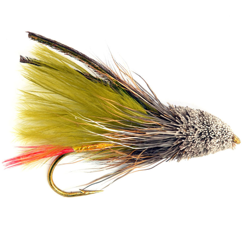 Load image into Gallery viewer, Olive Marabou Muddler Minnow Streamer Fly - 4 Flies - Size 8