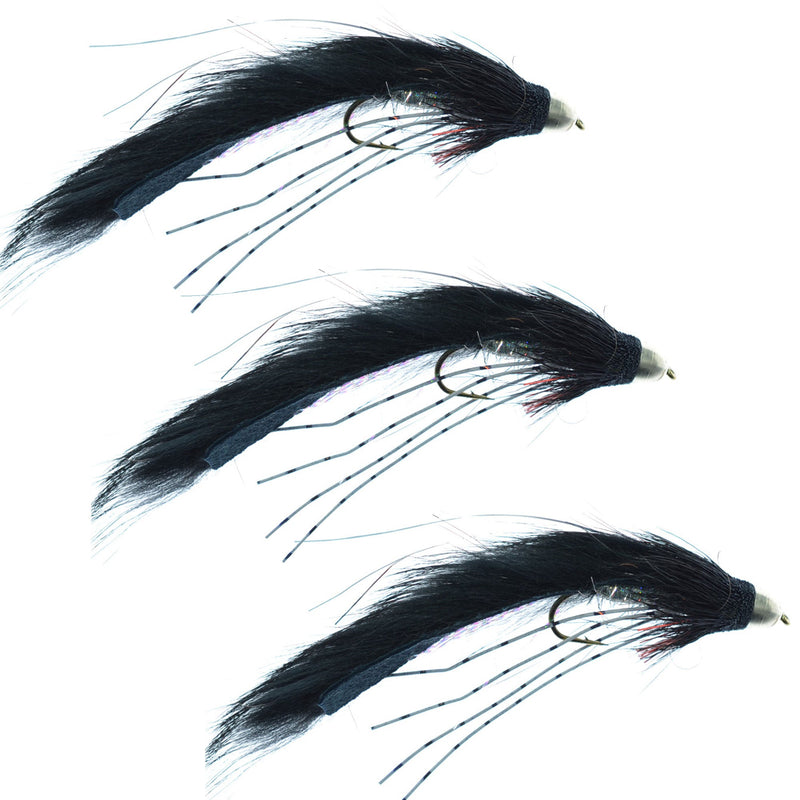 Load image into Gallery viewer, 3 Pack Cone Head Muddy Buddy Streamers - Black - Size 4