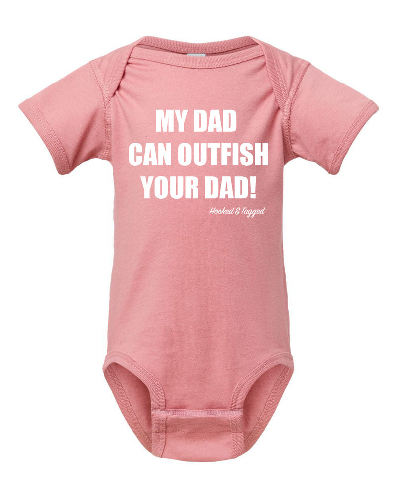 Load image into Gallery viewer, "My Dad Can Outfish Your Dad" Onesie