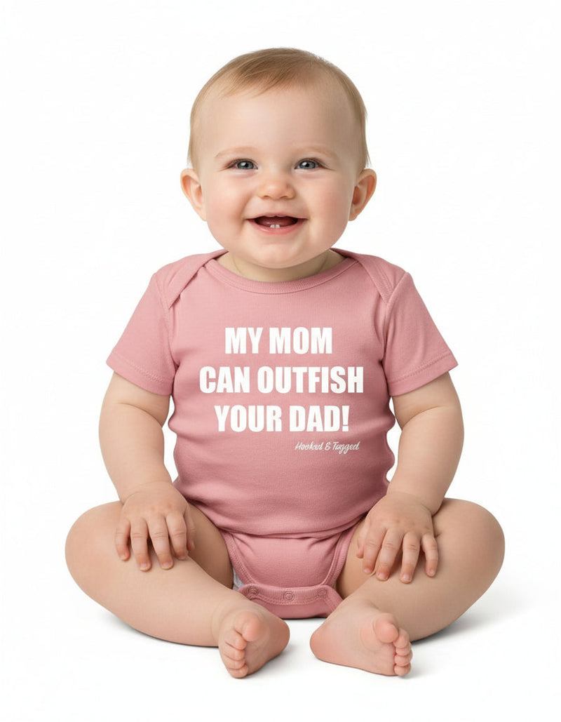 Load image into Gallery viewer, "My Mom Can Outfish Your Dad" Onesie