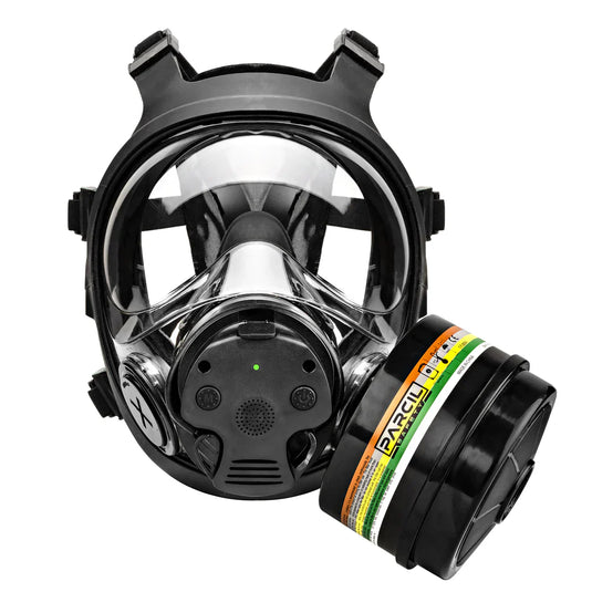 Parcil Safety NB-100E Tactical Gas Mask with Electronic Voice Amplifier and Radio Transmitter/Receiver