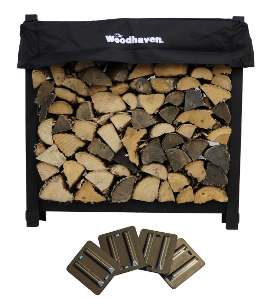 Load image into Gallery viewer, 3 ft Steel Firewood Rack Holds 1/8 Cord Woodhaven