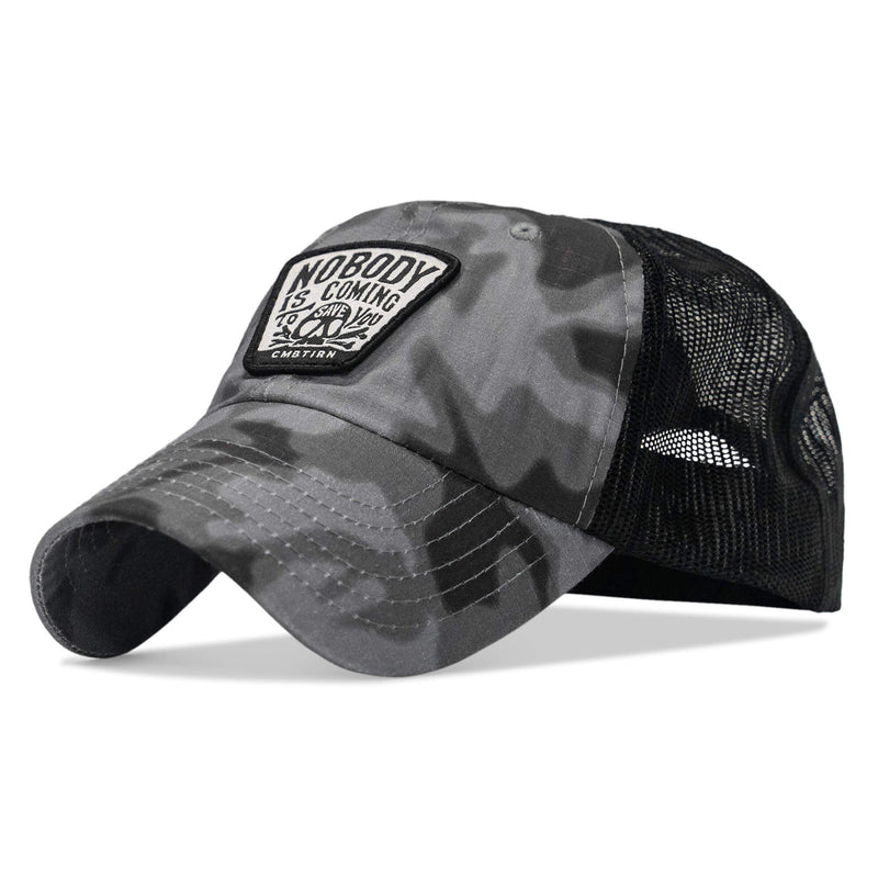 Load image into Gallery viewer, Nobody Is Coming To Save You Skull Patch Ripstop Snapback