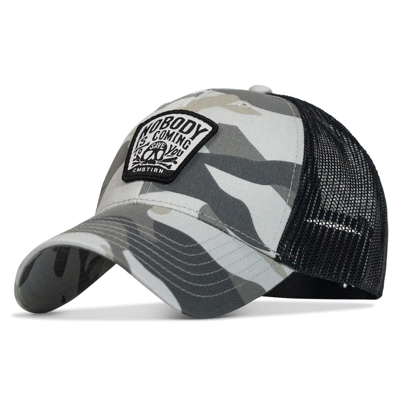 Load image into Gallery viewer, Nobody Is Coming To Save You Skull Patch Snapback Hat