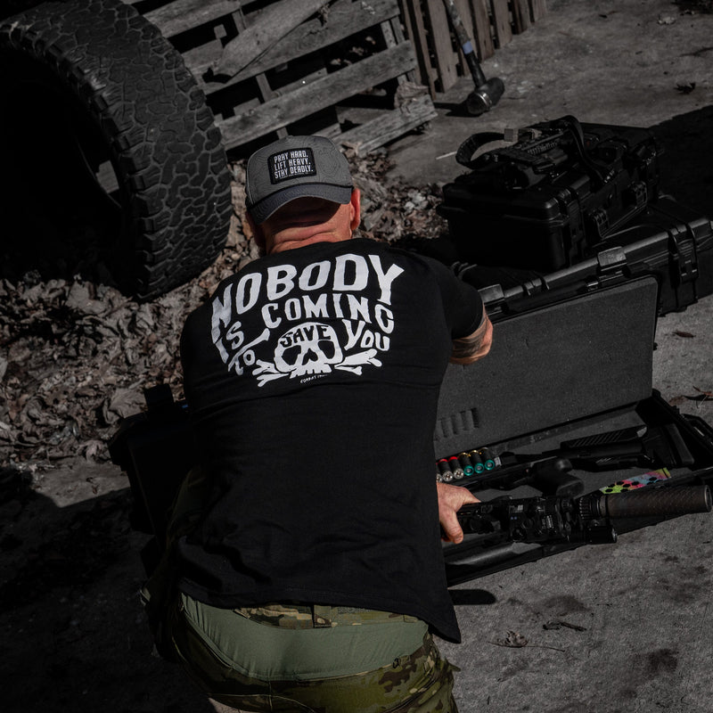 Load image into Gallery viewer, Nobody Is Coming To Save You Skull Men's T-Shirt