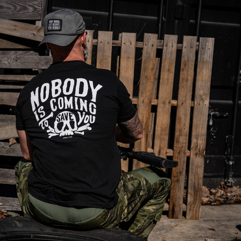 Load image into Gallery viewer, Nobody Is Coming To Save You Skull Men's T-Shirt