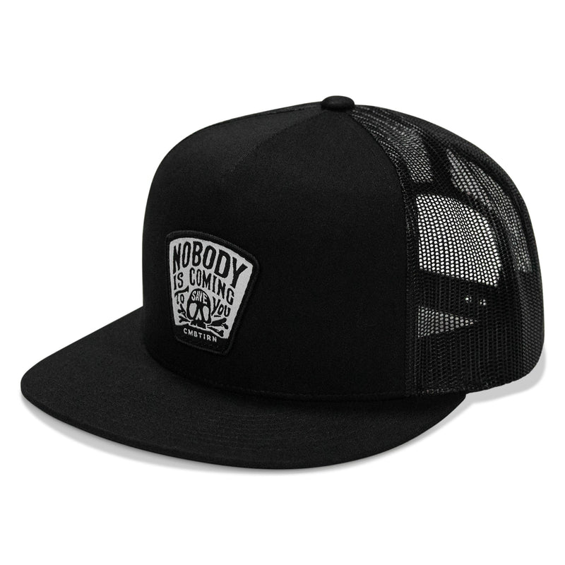 Load image into Gallery viewer, Nobody Is Coming To Save You Skull Patch Flatbill Snapback Hat