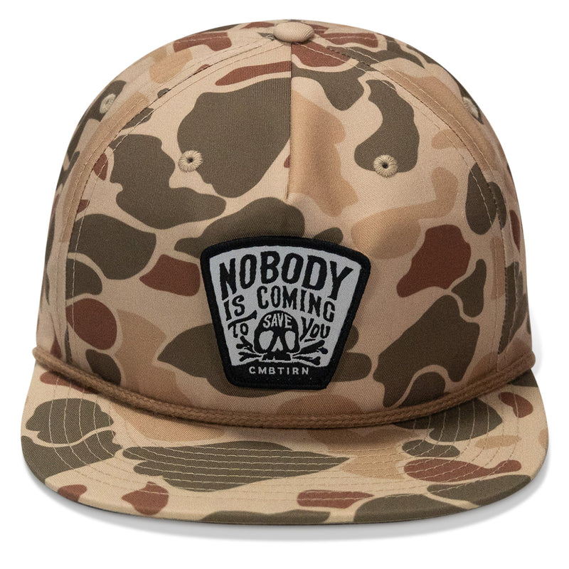 Load image into Gallery viewer, Nobody Is Coming To Save You Skull Patch Flatbill Snapback Hat