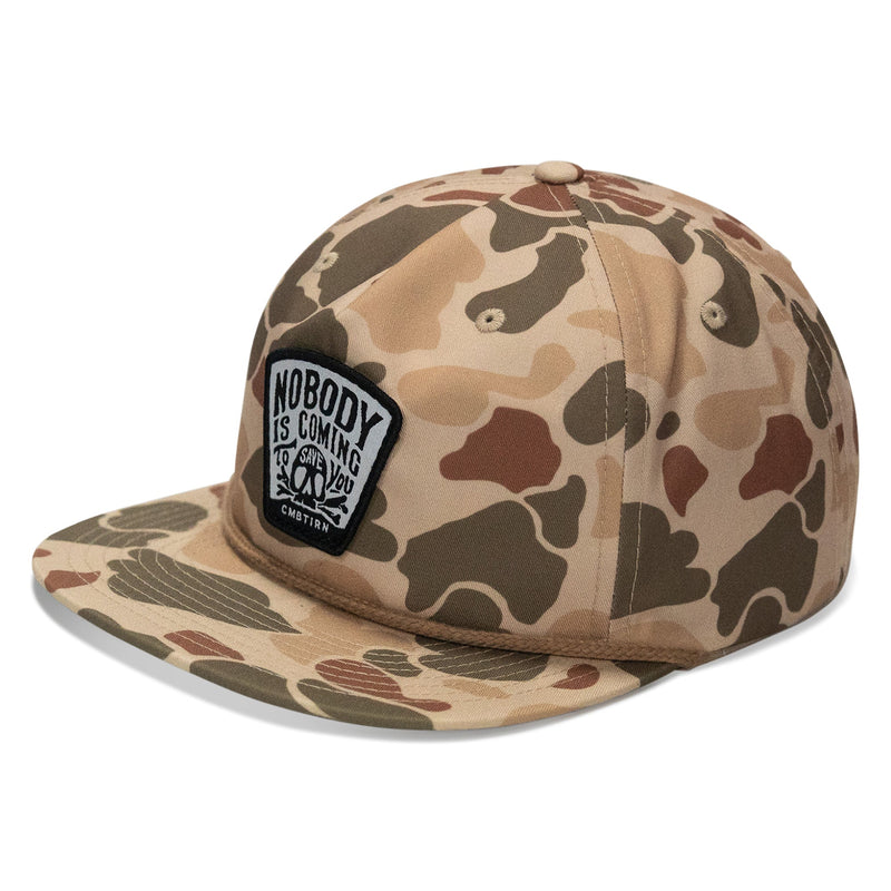 Load image into Gallery viewer, Nobody Is Coming To Save You Skull Patch Flatbill Snapback Hat