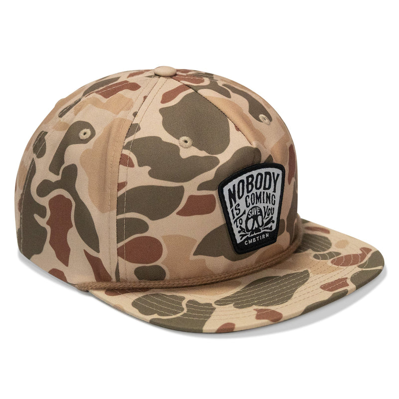 Load image into Gallery viewer, Nobody Is Coming To Save You Skull Patch Flatbill Snapback Hat