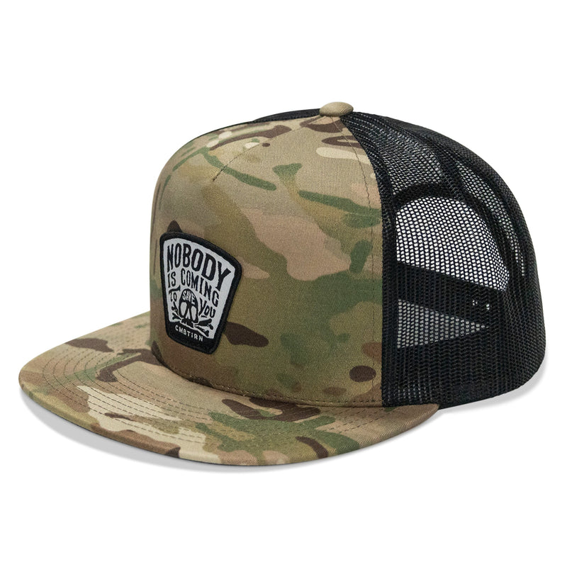 Load image into Gallery viewer, Nobody Is Coming To Save You Skull Patch Flatbill Snapback Hat