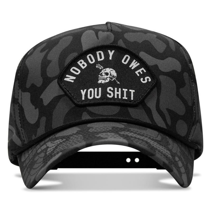Load image into Gallery viewer, Nobody Owes You Shit Arched Patch 5 Pannel Rope Snapback