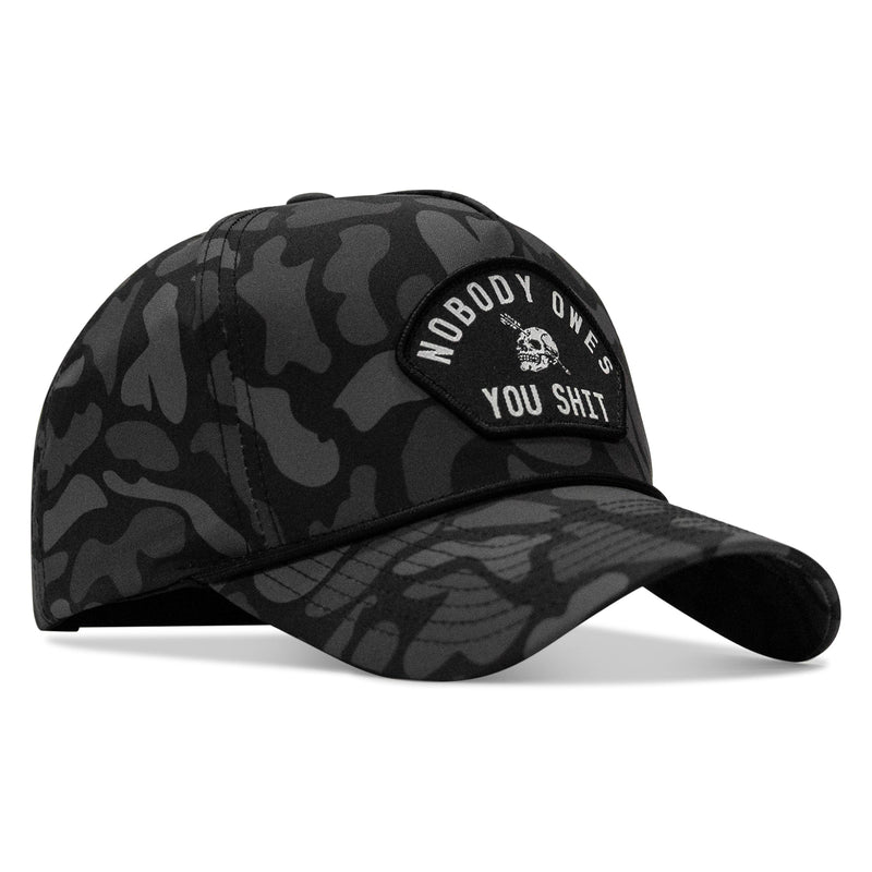 Load image into Gallery viewer, Nobody Owes You Shit Arched Patch 5 Pannel Rope Snapback