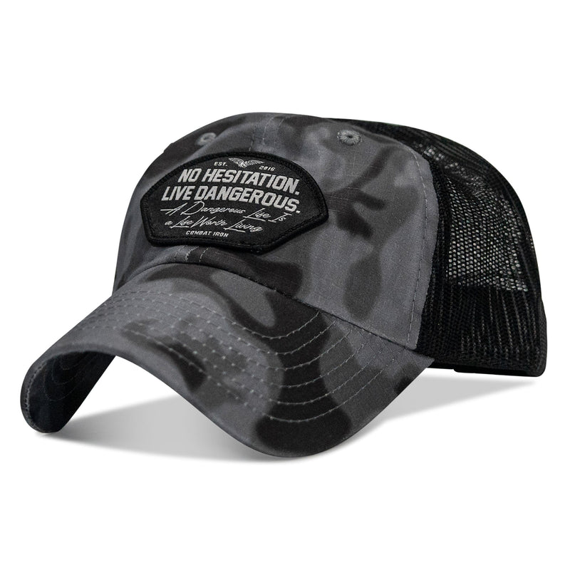 Load image into Gallery viewer, No Hesitation. Live Dangerous Patch Tactical Ripstop Mesh Snapback Hat